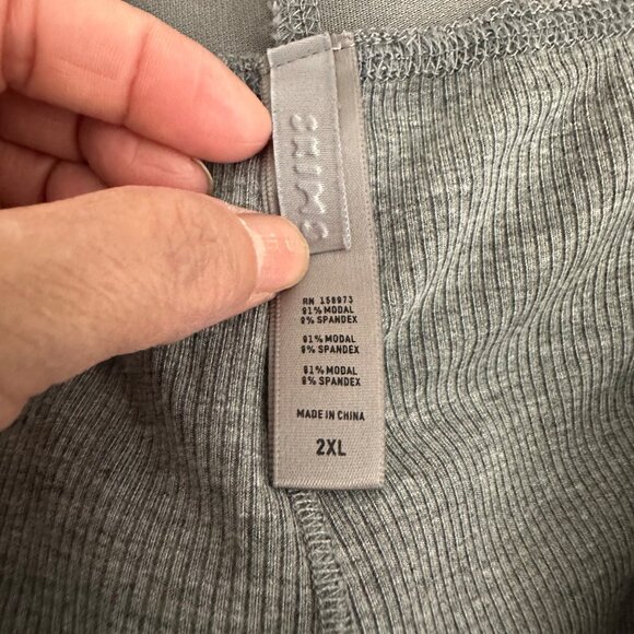 Skims Cotton Blend Ribbed Boxer Lightweight Minimalist Grey Sz 2XL - Picture 7 of 8